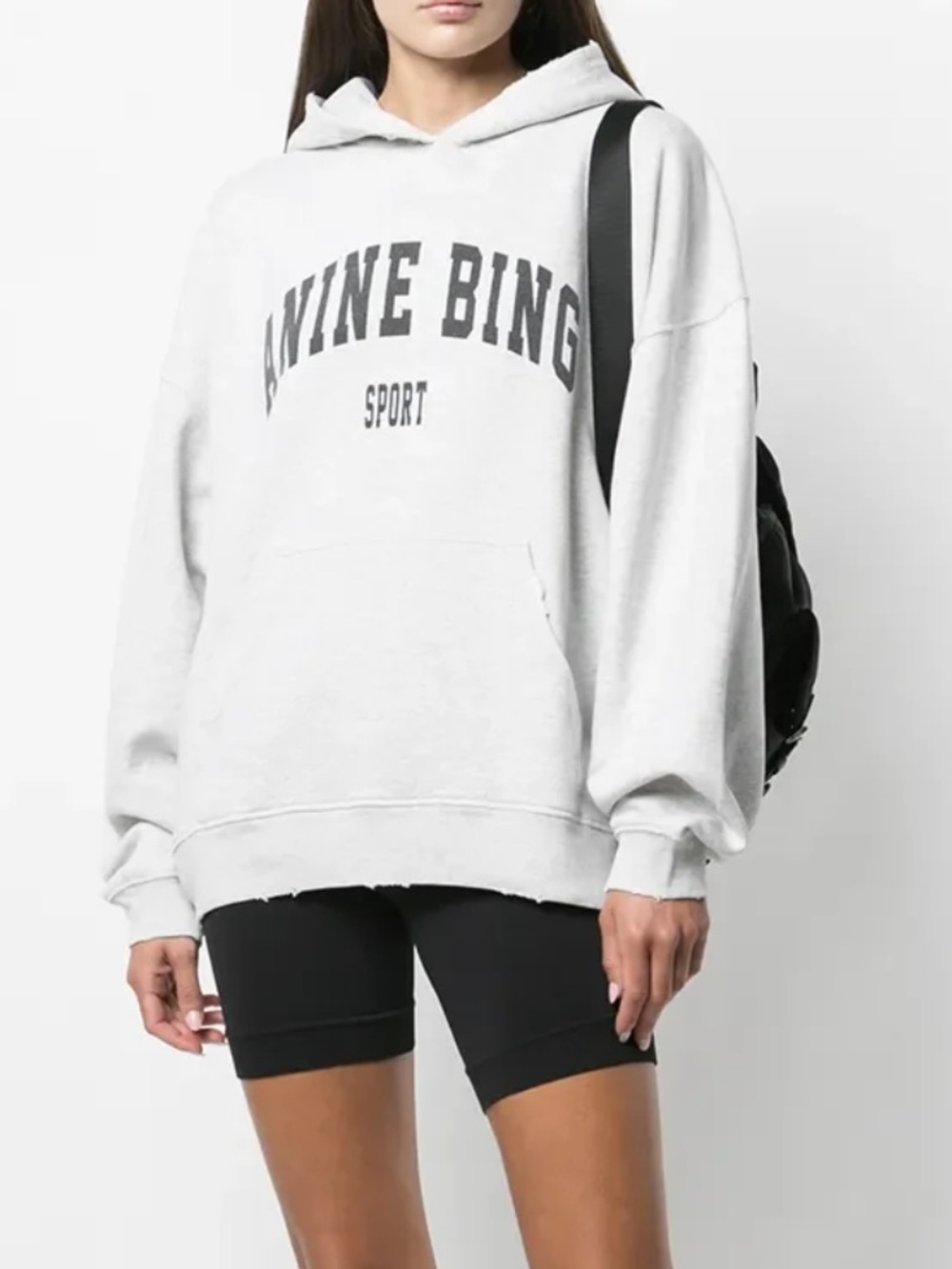 Anine Bing Spellout Logo Grey Melange Harvey Hoodie